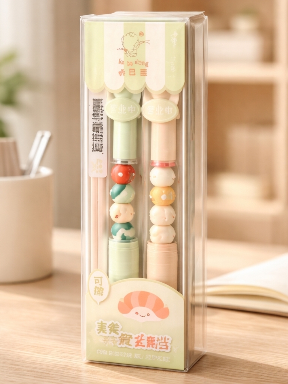Cute Pastel Pet & Snack Design Set - Green & Peach